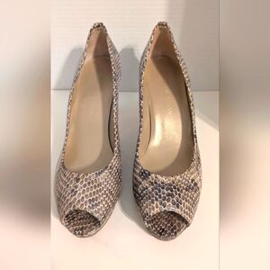 Stuart Weitzman Leather Snakeskin‎ Peep-Toe Heels Size 10